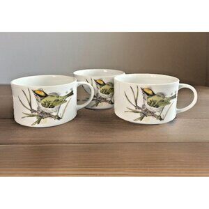 3 ENESCO 1976 Fine China Song Bird Soup Coffee Mugs Oven to Table 16 oz